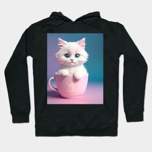 Adorable Pink Cat Illustration- Modern Digital Art Hoodie